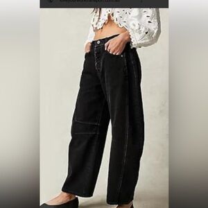 Black Wide Leg Barrel Jeans